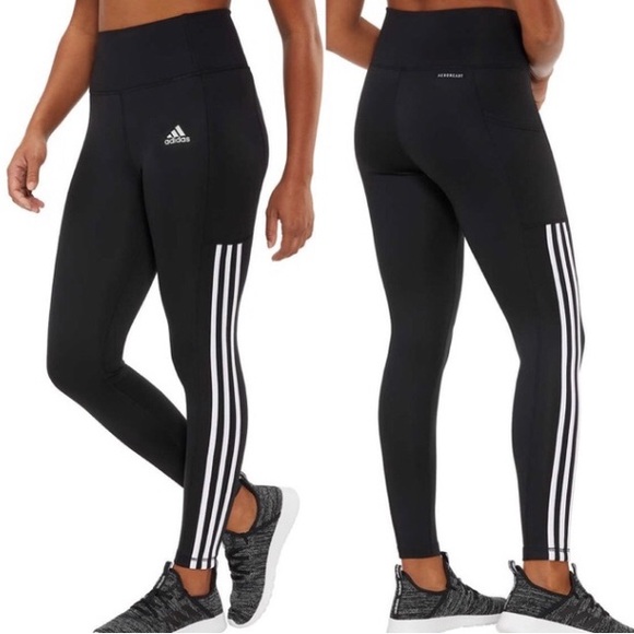 Adidas aeroready 3-Stripes 7/8 Side Pocket High Rise Tights S - Picture 1 of 16